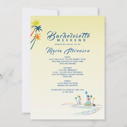 Tropical Bachelorette Weekend Einladung (Vorderseite)