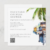 Tropical Backyard BBQ Couples Shower Einladung (Vorne/Hinten)