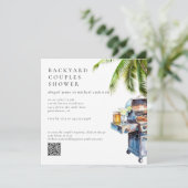 Tropical Backyard BBQ Couples Shower  Einladung (Stehend Vorderseite)