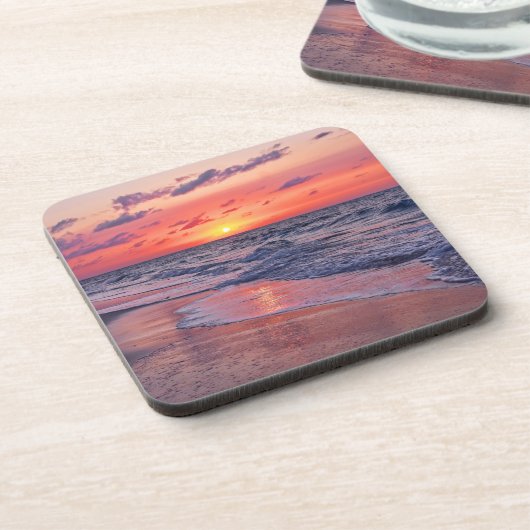 Tropical Bahamas Sunset Paradise Beach Getränkeuntersetzer (Linke Seite)