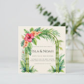 Tropical Bamboo Arch Coastal Floral Wedding Einladung (Stehend Vorderseite)