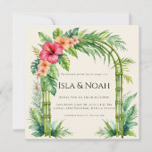 Tropical Bamboo Arch Coastal Floral Wedding Einladung (Vorderseite)