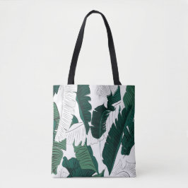 Tropical Banana Leaf Pattern Tote Bag: Dark Green  Tasche