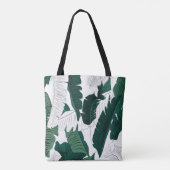 Tropical Banana Leaf Pattern Tote Bag: Dark Green Tasche (Rückseite)