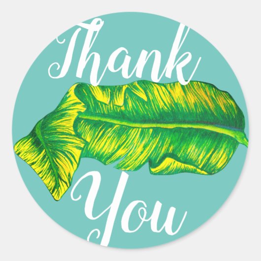 Tropical Banana Leaf Vielen Dank Runder Aufkleber (Vorderseite)