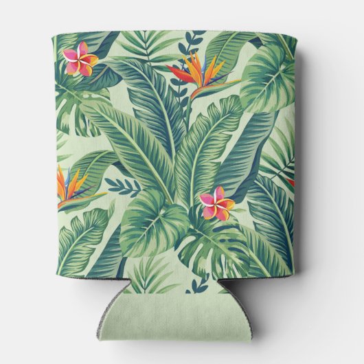 Tropical Banana Monstera Palm Blätter & Blume Dosenkühler (Rückseite)