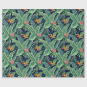 Tropical Banana Monstera Palm Blätter & Blume Geschenkpapier (Flach)