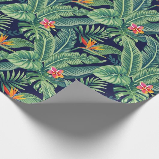 Tropical Banana Monstera Palm Blätter & Blume Geschenkpapier (Ecke)