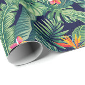 Tropical Banana Monstera Palm Blätter & Blume Geschenkpapier (Rolleneckpunkt)