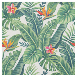 Tropical Banana Monstera Palm Blätter & Blume Stoff