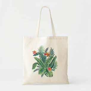 Tropical Banana Monstera Palm Blätter & Blume Tragetasche