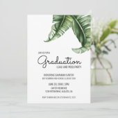 Tropical Banana Palm Leaf Graduation Party Einladung (Stehend Vorderseite)