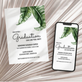 Tropical Banana Palm Leaf Graduation Party Einladung