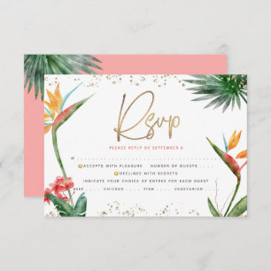 Tropical Bat Mitzvah Gold Script Palm Wasserfarbe RSVP Karte