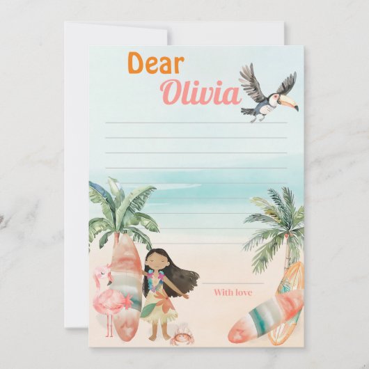 Tropical Beach 1st Birthday Time Kapsel Note Card Einladung (Vorderseite)