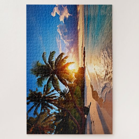 Tropical Beach Abend Puzzle (Vertikal)