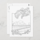 Tropical Beach Aduloring Coloring Postkarte (Vorne/Hinten)