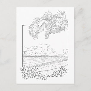 Tropical Beach Aduloring Coloring Postkarte