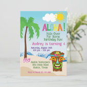 Tropical Beach Aloha Luau Einladung zum Geburtstag (Stehend Vorderseite)