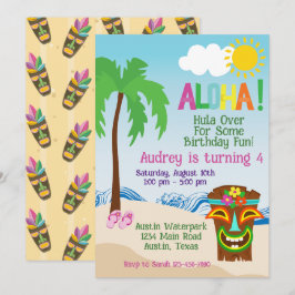 Tropical Beach Aloha Luau Einladung zum Geburtstag