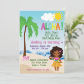 Tropical Beach Aloha Luau Einladung zum Geburtstag (Stehend Vorderseite)