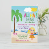 Tropical Beach Aloha Luau Einladung zum Geburtstag (Stehend Vorderseite)
