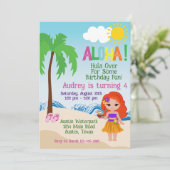 Tropical Beach Aloha Luau Einladung zum Geburtstag (Stehend Vorderseite)