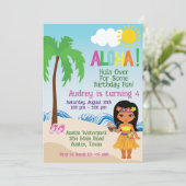 Tropical Beach Aloha Luau Einladung zum Geburtstag (Stehend Vorderseite)