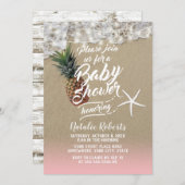 Tropical Beach Ananas & Starfish Babydusche Einladung (Vorne/Hinten)