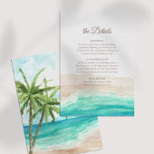 Tropical Beach and Palm Trees Wedding Details Card Einladung