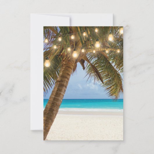 Tropical Beach and String Lights Wedding RSVP (Rückseite)