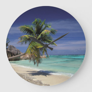 Tropical Beach, Anse Sourcing D'Argent, La Digue Große Wanduhr