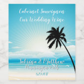 Tropical Beach Aquamarin Hochzeitsweinlabel Weinetikett (Einzelnes Label)