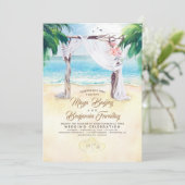 Tropical Beach Arbor Dreamy Summer Wedding Einladung (Stehend Vorderseite)