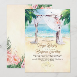 Tropical Beach Arbor Dreamy Summer Wedding Einladung