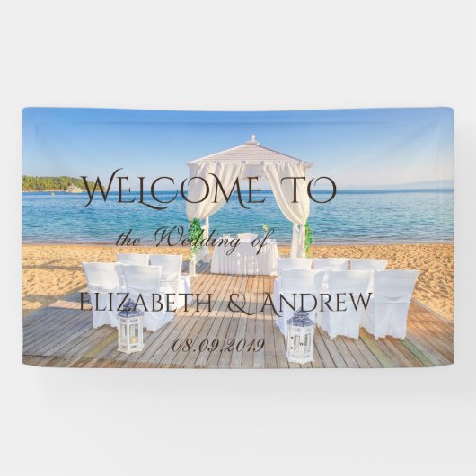 Tropical Beach Arbor Hochzeitsbanner Banner (Horizontal)