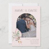 Tropical Beach Arch Foto Hochzeit in Urlaubsort Save The Date (Vorderseite)