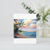 Tropical Beach Art Postkarte (Stehend Vorderseite)