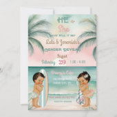 Tropical Beach Baby Gender offenbaren Blush Sage Einladung (Vorderseite)