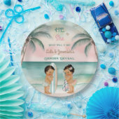 Tropical Beach Baby Gender offenbaren Blush Sage Pappteller (Party)