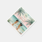 Tropical Beach Baby Gender offenbaren Blush Sage Serviette (Ecke)