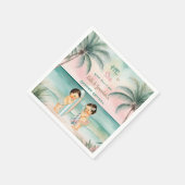 Tropical Beach Baby Gender offenbaren Blush Sage Serviette (Ecke)