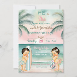 Tropical Beach Baby Geschlecht Enthüllung Blush Sa Einladung