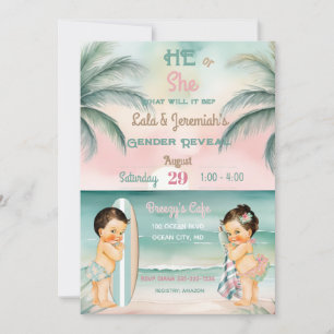 Tropical Beach Baby Geschlecht Enthüllung Blush Sa Einladung