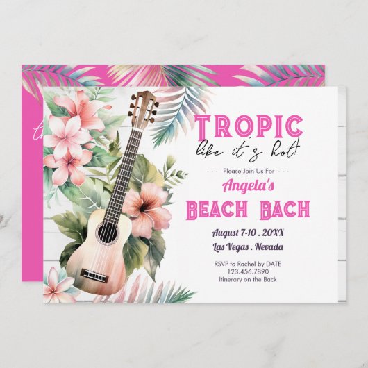 Tropical Beach Bachelorette Weekend Einladung (Vorne/Hinten)