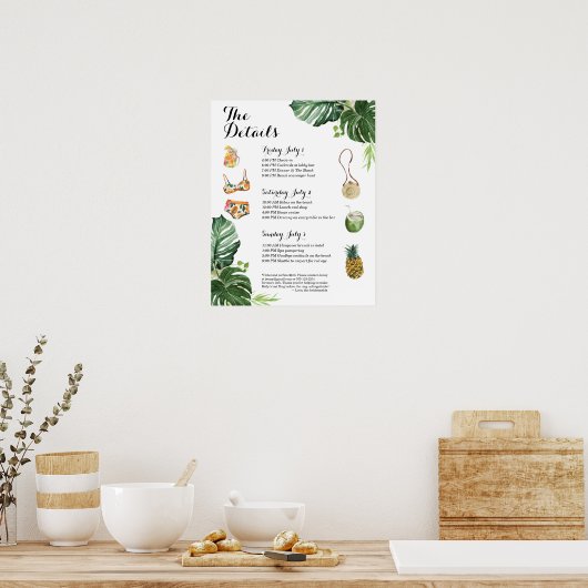 Tropical Beach Bachelorette Wochenende Poster (Küche)