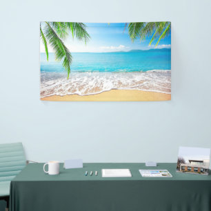 Tropical Beach Background Summer Luau Palm Blätter Banner
