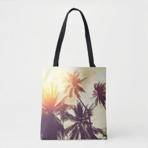 Tropical beach background with palm trees silhouet tasche