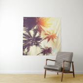 Tropical beach background with palm trees silhouet wandteppich (Beispiel (Horizontal))