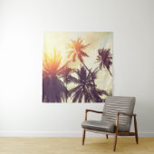 Tropical beach background with palm trees silhouet wandteppich (Beispiel)